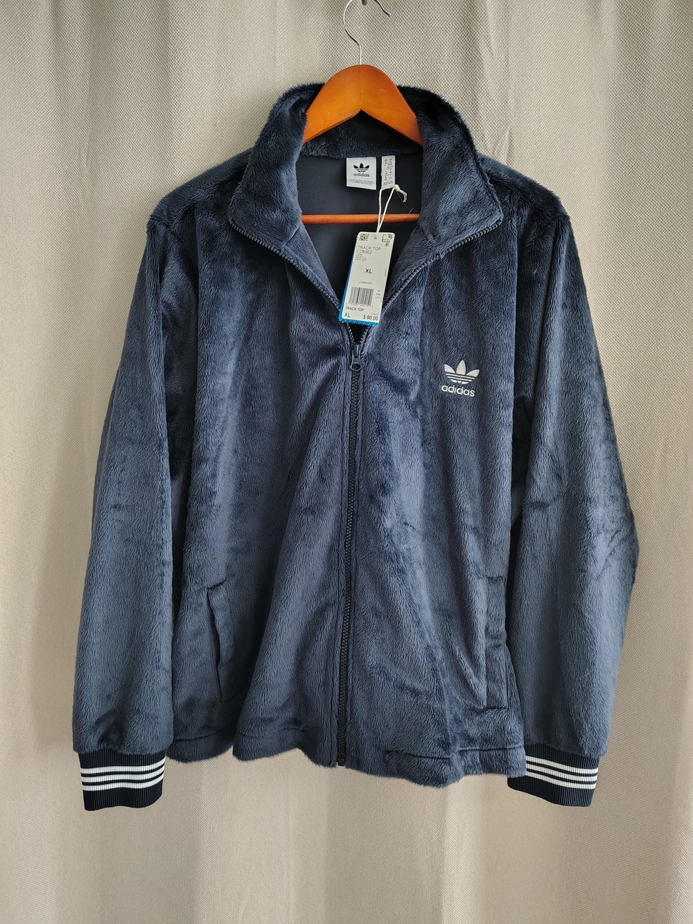 NEW Adidas Navy Blue Plush Full-Zip Jacket